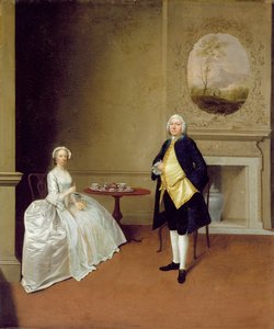 ヒル夫妻、c.1750-51（帆布に油彩） 作： Arthur Devis