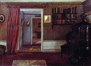 パーラー・ストーブ」1900年頃（板に油彩） 作： Arthur F. Davies