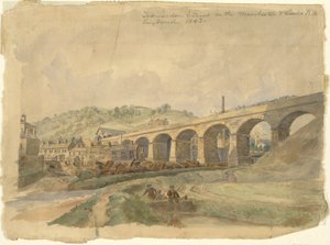 マンチェスター & リーズ鉄道のトッドモーデン高架橋、イングランド 1843 年 作： Arthur Fitzwilliam Tait