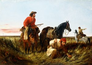 歩道をたどるトラッパー：過失、1851年 作： Arthur Fitzwilliam Tait