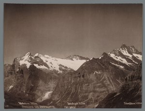 ベルナー アルプスのヴェッターホルン、ベルグリストック、シュレックホルンの眺め Panorama der Jungfraukette (オブジェクトのシリーズ タイトル) 作： Arthur Gabler