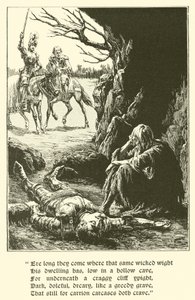 赤十字騎士団、絶望の洞窟にて（エングレービング 作： Arthur George Walker