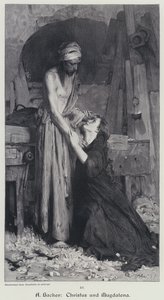 キリストとマグダラの像（エングレービング 作： Arthur Hacker