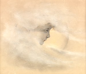 ピーターパン、または月の少年、1910年頃（鉛筆、ペンとインク、紙にトイレ） 作： Arthur Herbert Buckland
