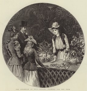 ニースのケルメッセ、貧しい人々のために花を売る 作： Arthur Hopkins