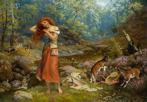 オードリーのトイレ、1897年 作： Arthur Hughes