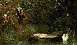 シャロットの女神、1873 作： Arthur Hughes