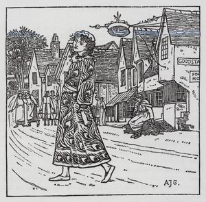 ハンス・クリスチャン・アンデルセン：ローフを踏んだ少女（リトグラフ