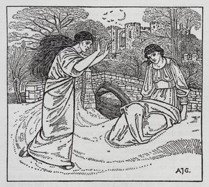 ハンス・クリスチャン・アンデルセン「母の物語」（リトグラフ 作： Arthur Joseph Gaskin