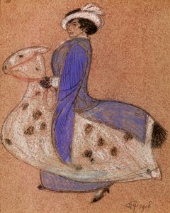 パントマイムの馬、1918年（紙にチョーク）