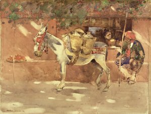 1891年グラナダのバイウェイ（紙にトイレ） 作： Arthur Melville