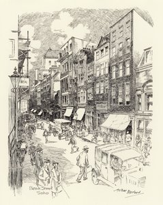 ビーク・ストリート、ソーホー（リトグラフ） 作： Arthur Moreland