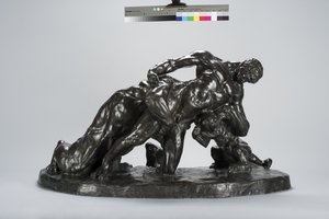ライオネスカブ（ブロンズ）との戦闘に閉じ込められた男 作： Arthur Putnam