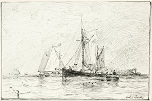 イギリス、プリマス沖のトロール船 作： Arthur Quartley