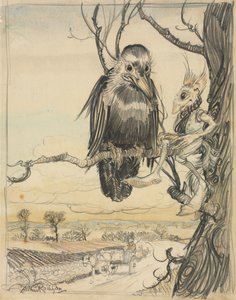 リスとカラス 作： Arthur Rackham