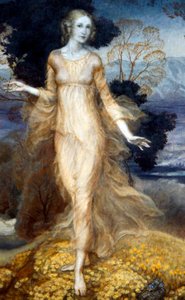 庭の若い女性」 1920年頃 （水彩・紙 作： Arthur Rackham