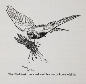 Lintu, joka kantaa nippua risuja. 作： Arthur Rackham