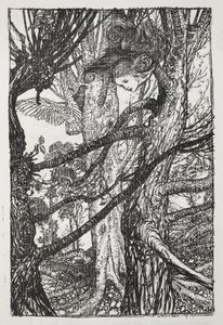 ハトと話す蛇のようなアリス 作： Arthur Rackham
