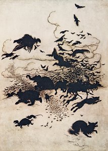 3回目の刺し傷では、フォックスが叫び声を上げ、足の間に尻尾を突き刺しました。 1909