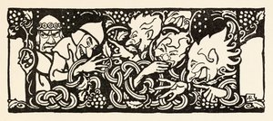 アイルランドのおとぎ話のThe Wooing of Becfolaの戦車に乗ったBecfola 作： Arthur Rackham