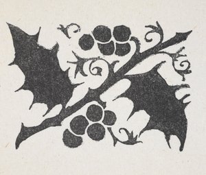 ヒイラギの葉と果実の白黒プリント 作： Arthur Rackham