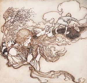 打撃、打撃、そよ風、そしてコンラッドの帽子をつかみます。グリム兄弟の童話、パブから。 1909