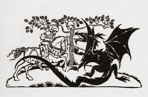 George and the Dragon. From the book English Fairy Tales retold by F.A. Steel with illustrations by Arthur Rackham, published 1927.   1456299   ja       japanese Successfully Translated  Original: Set of Four: The Angry Farmer Translat: Set of Four: The An 作： Arthur Rackham