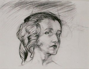 少女の頭（紙に鉛筆） 作： Arthur Rackham