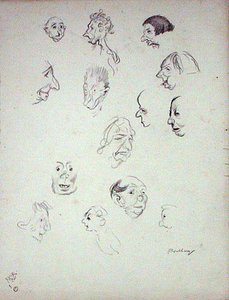 グロテスクな顔」（紙に鉛筆 作： Arthur Rackham