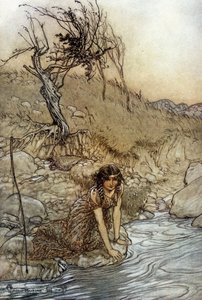 ハーミアアーサー・ラッカム（1867-1939）によるウィリアム・シェイクスピア作『夏の夜の夢』の挿絵 作： Arthur Rackham