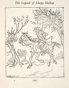 ヘッドレスホースマンから逃げるイカボッドクレーン1928 作： Arthur Rackham
