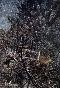 アーサー・ラッカム（1867-1939）によるウィリアム・シェイクスピア作『夏の夜の夢』の挿絵。 作： Arthur Rackham