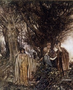 アーサー・ラッカム（1867-1939）によるウィリアム・シェイクスピア作『夏の夜の夢』の挿絵。 作： Arthur Rackham