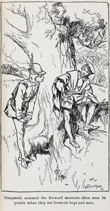 Ilustração de Ganimedes de As You Like It. 作： Arthur Rackham