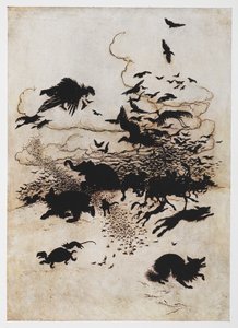Illustration of a stampede of animals from The Wren and the Bear.   1448816   ja       japanese Successfully Translated  Original: St. Donats Castle, Glamorganshire Translat: St. Donat