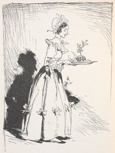 Kuva naisesta, joka kantaa jouluvanukkaa 作： Arthur Rackham