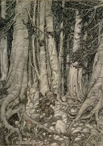 ワシントンアーヴィング（1783-1859）、1905年に書かれたリップヴァンウィンクルの樽のある森の中