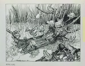 キングログ、「イソップの寓話」のイラスト、ハイネマン発行、1912 作： Arthur Rackham