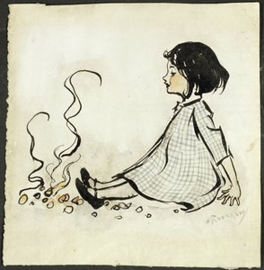 リトルポリーフリンダース（紙にペンとインクとトイレ） 作： Arthur Rackham