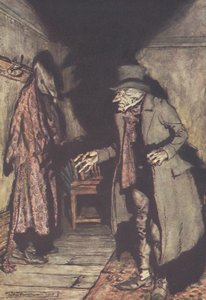 「ベッドの下には誰もいない...」 作： Arthur Rackham