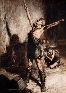 トゥンじゃない！ ステッチではありません！ 征服の剣！」、1924年。 作： Arthur Rackham