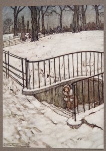 彼女はよくセントゴーバーズまで走り、JMバリー（1860-1937）によってパブのケンジントンガーデンズにあるピーターパンから隠れました。 1906 作： Arthur Rackham