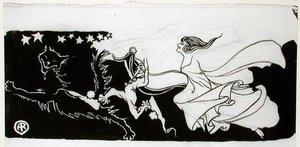 Starlight Frolics（紙にペン＆インク 作： Arthur Rackham