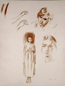 女性の研究、顔と手の研究（紙の上の三国志 作： Arthur Rackham