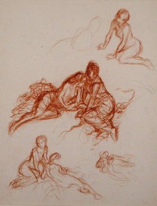 草の上に座る少女たちの研究（紙の上の三国志 作： Arthur Rackham