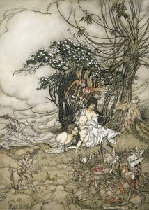 The Changeling、1905（紙とペンとインク） 作： Arthur Rackham