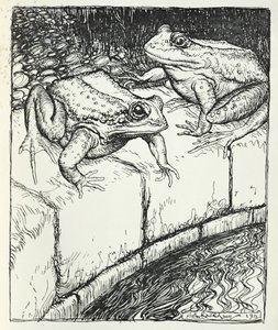 カエルと井戸、「イソップ寓話」のイラスト、ハイネマン発行、1912 作： Arthur Rackham