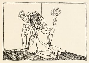 ハッグは、アイルランドのおとぎ話のモーガンズフレンジーから壁に座った 作： Arthur Rackham