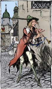 ハーメルンの笛吹き男、1934年 作： Arthur Rackham