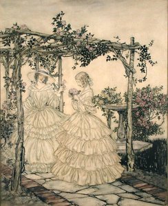 薔薇の庭」1923-5年頃（紙に水彩画 作： Arthur Rackham